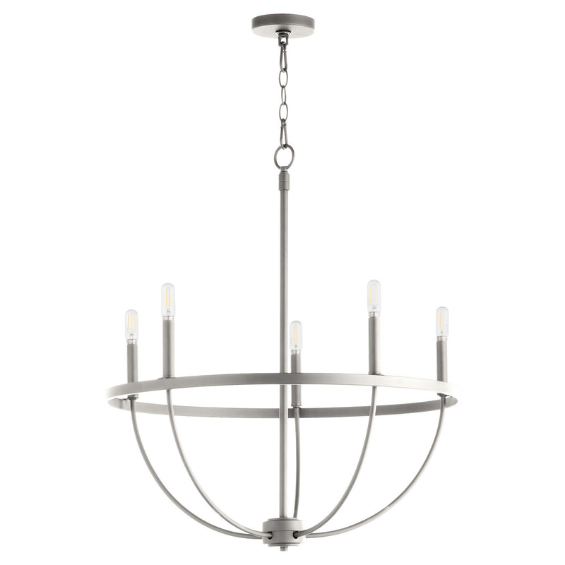 Quorum 6374-5-65 Five Light Chandelier, Satin Nickel