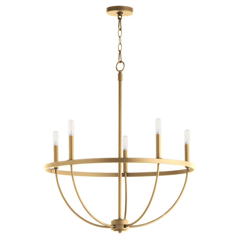 Quorum 6374-5-80 Five Light Chandelier, Aged Brass
