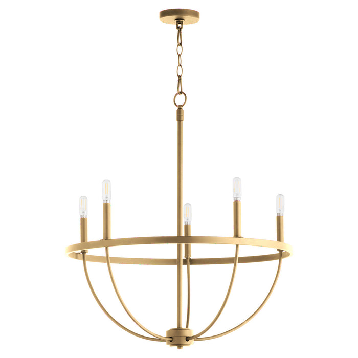 Quorum 6374-5-80 Five Light Chandelier, Aged Brass