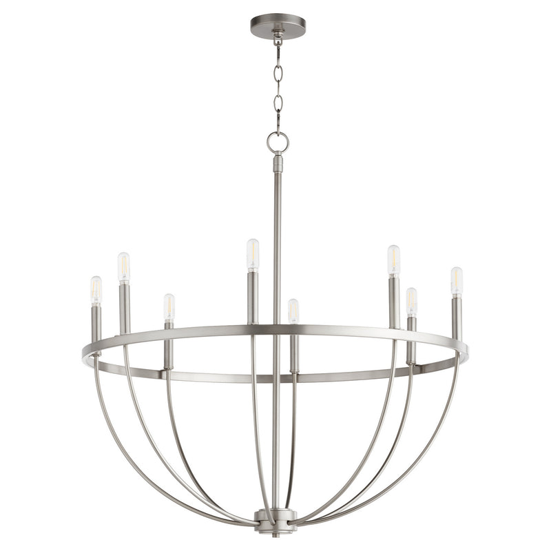 Quorum 6374-8-65 Eight Light Chandelier, Satin Nickel