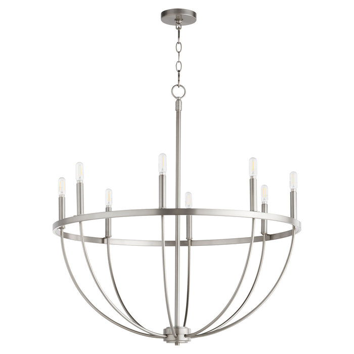 Quorum 6374-8-65 Eight Light Chandelier, Satin Nickel