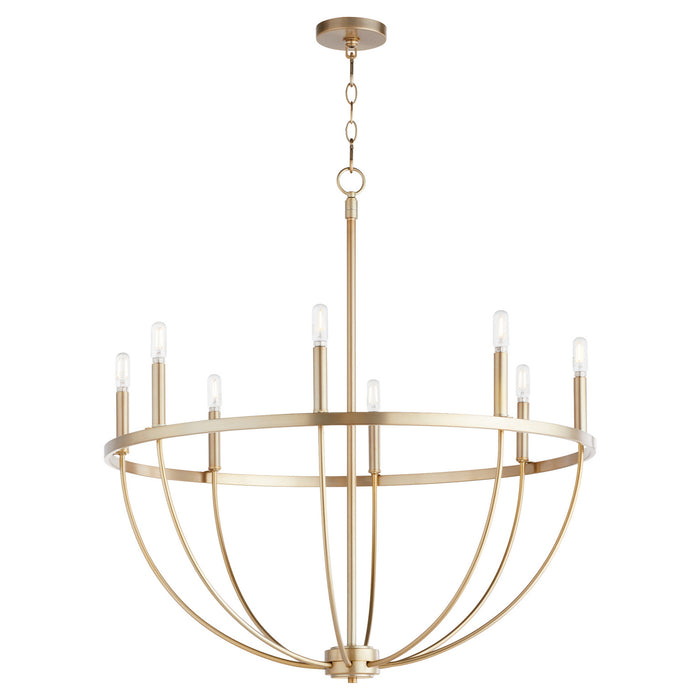 Quorum 6374-8-80 Eight Light Chandelier, Aged Brass