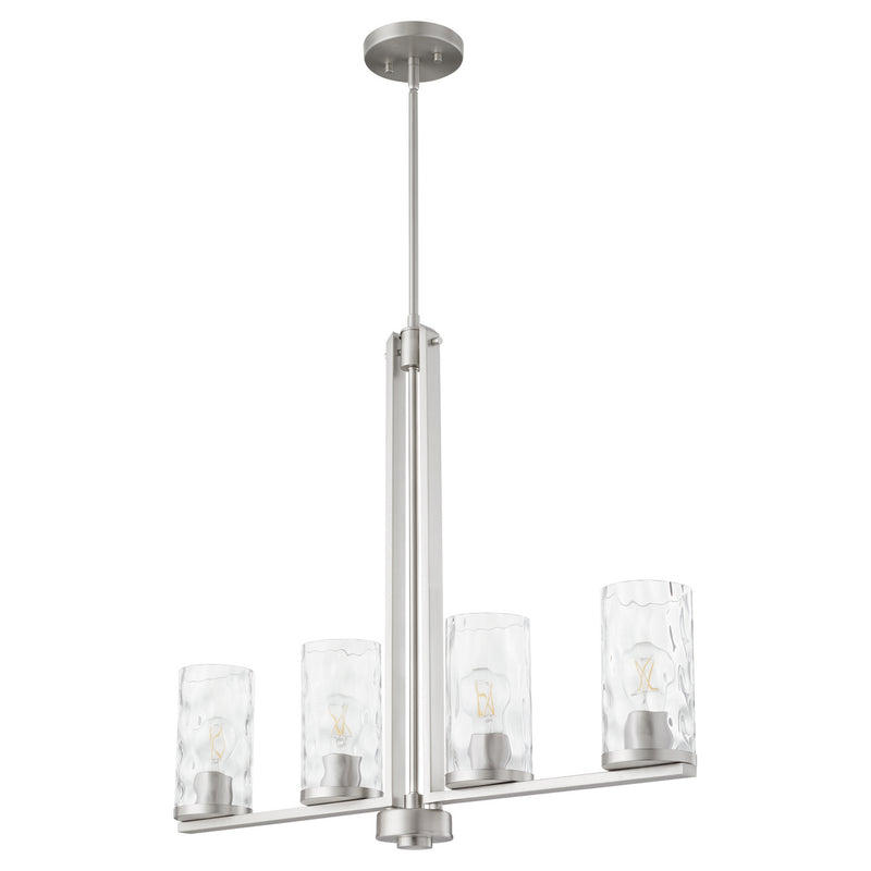 Quorum 6511-4-65 Four Light Linear Chandelier, Satin Nickel