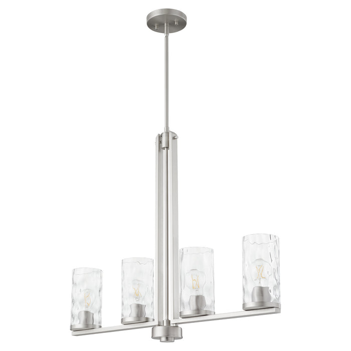 Quorum 6511-4-65 Four Light Linear Chandelier, Satin Nickel