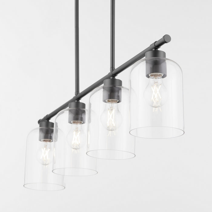 Quorum 6574-4-59 Four Light Linear Chandelier, Matte Black