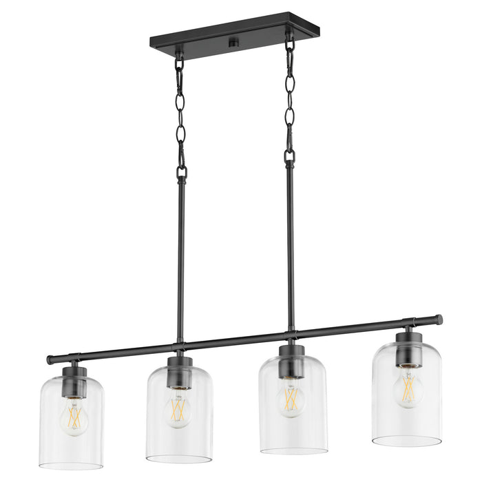 Quorum 6574-4-59 Four Light Linear Chandelier, Matte Black