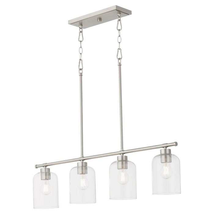 Quorum 6574-4-65 Four Light Linear Chandelier, Satin Nickel