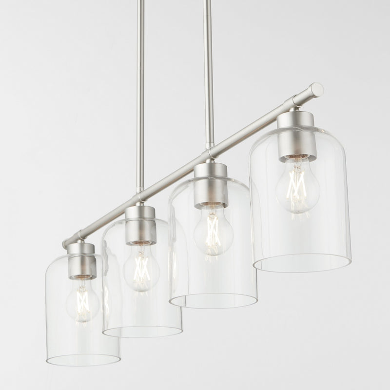 Quorum 6574-4-65 Four Light Linear Chandelier, Satin Nickel