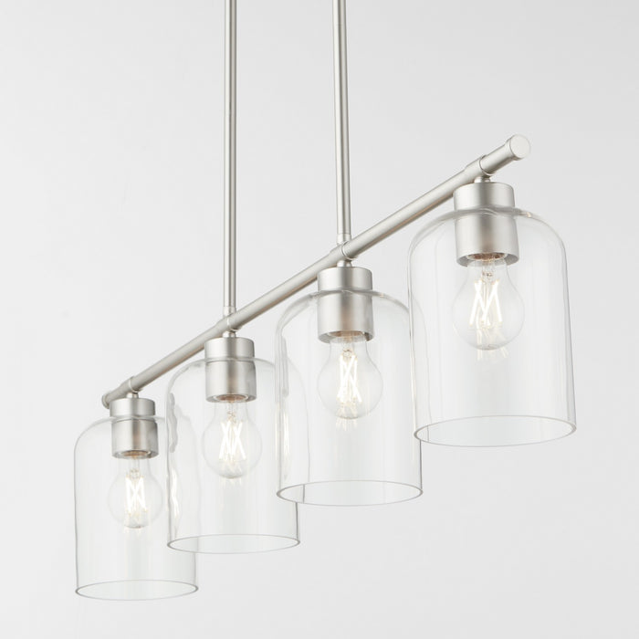 Quorum 6574-4-65 Four Light Linear Chandelier, Satin Nickel