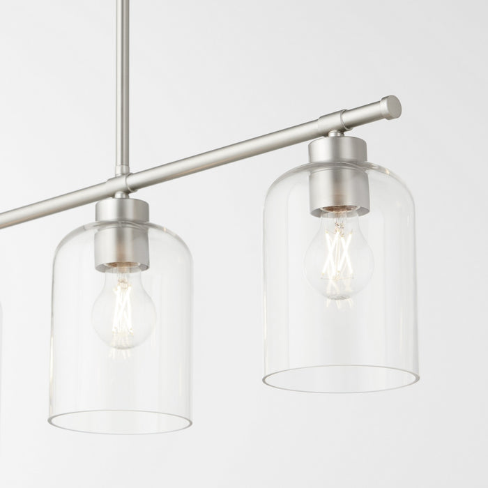 Quorum 6574-4-65 Four Light Linear Chandelier, Satin Nickel