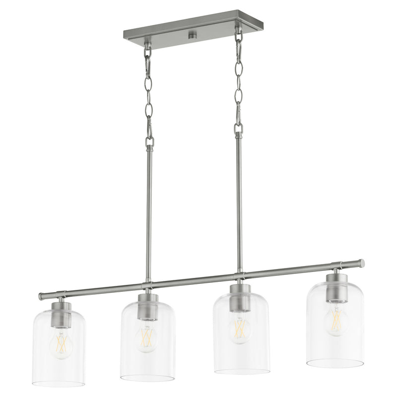 Quorum 6574-4-65 Four Light Linear Chandelier, Satin Nickel