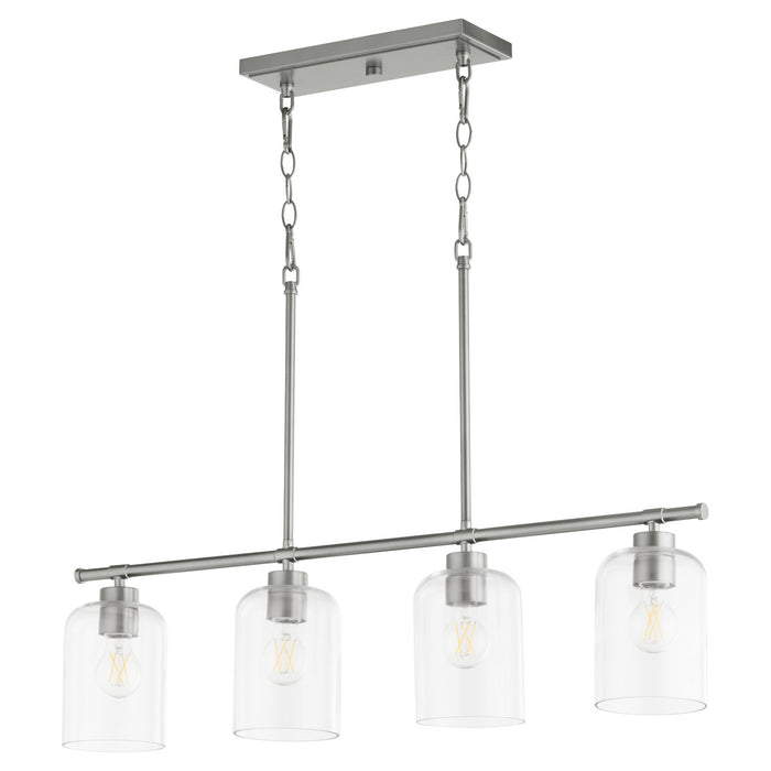 Quorum 6574-4-65 Four Light Linear Chandelier, Satin Nickel