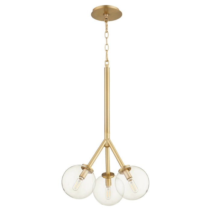 Quorum 8132-3-80 Three Light Pendant, Aged Brass