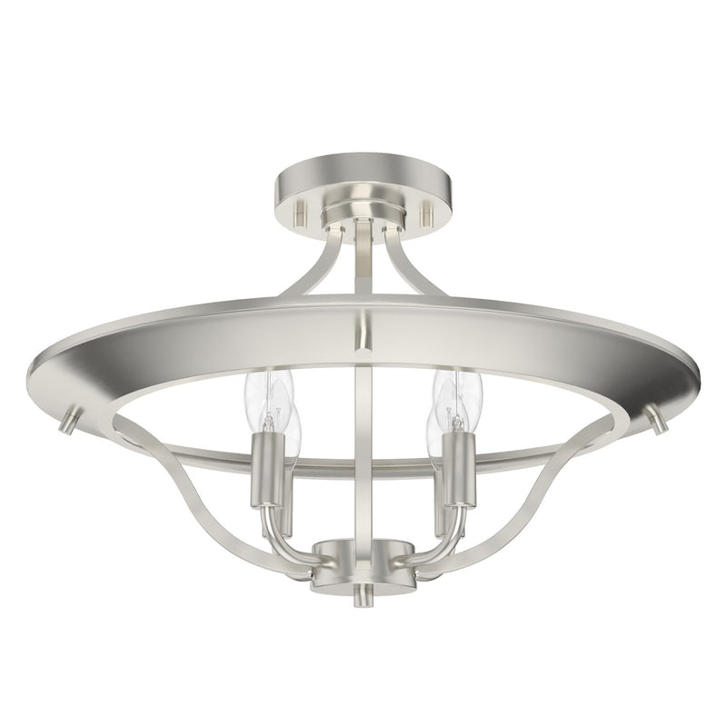 Hunter 19423 Four Light Flush Mount, Brushed Nickel