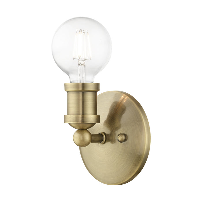 Livex Lighting 14420-01 One Light Vanity Sconce, Antique Brass