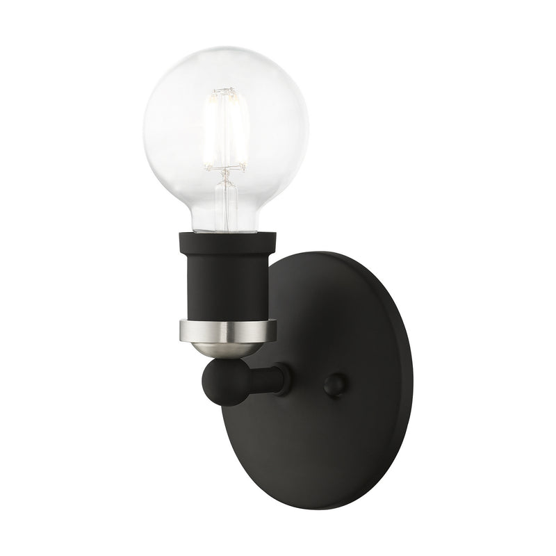 Livex Lighting 14420-04 One Light Vanity Sconce, Black w/Brushed Nickel