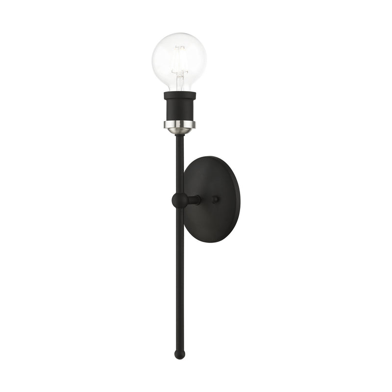 Livex Lighting 14421-04 One Light Wall Sconce, Black w/Brushed Nickel
