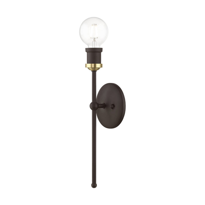 Livex Lighting 14421-07 One Light Wall Sconce, Bronze w/Antique Brass