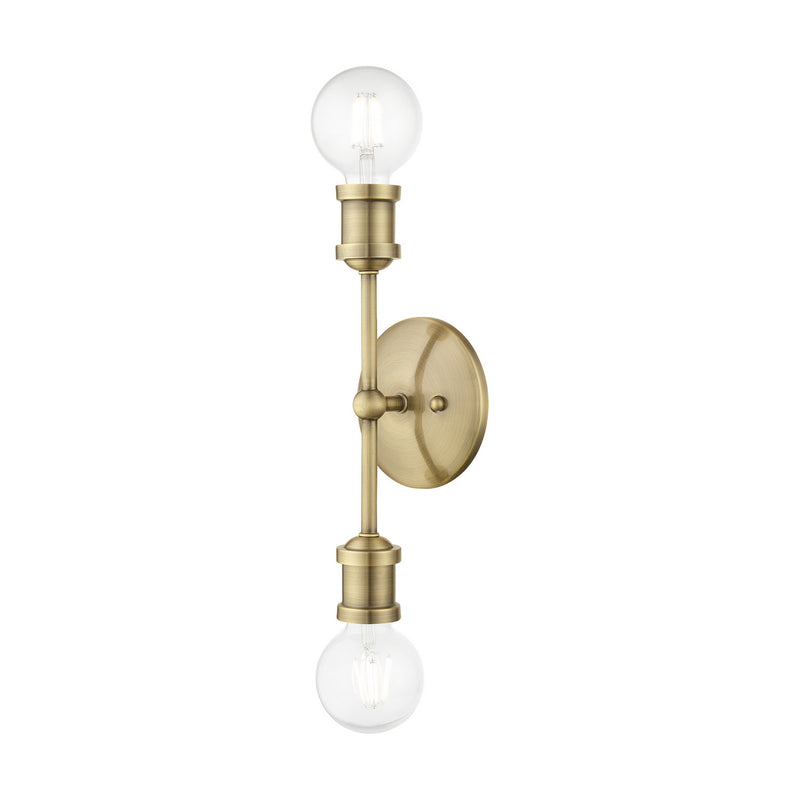 Livex Lighting 14422-01 Two Light Vanity Sconce, Antique Brass