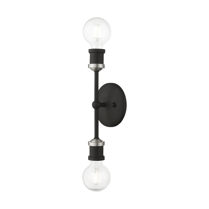 Livex Lighting 14422-04 Two Light Vanity Sconce, Black w/Brushed Nickel