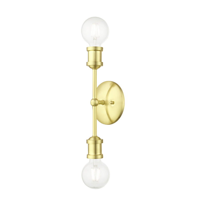 Livex Lighting 14422-12 Two Light Vanity Sconce, Satin Brass