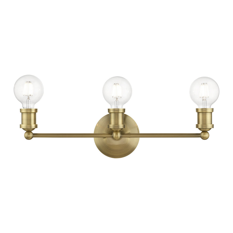 Livex Lighting 14423-01 Three Light Vanity Sconce, Antique Brass