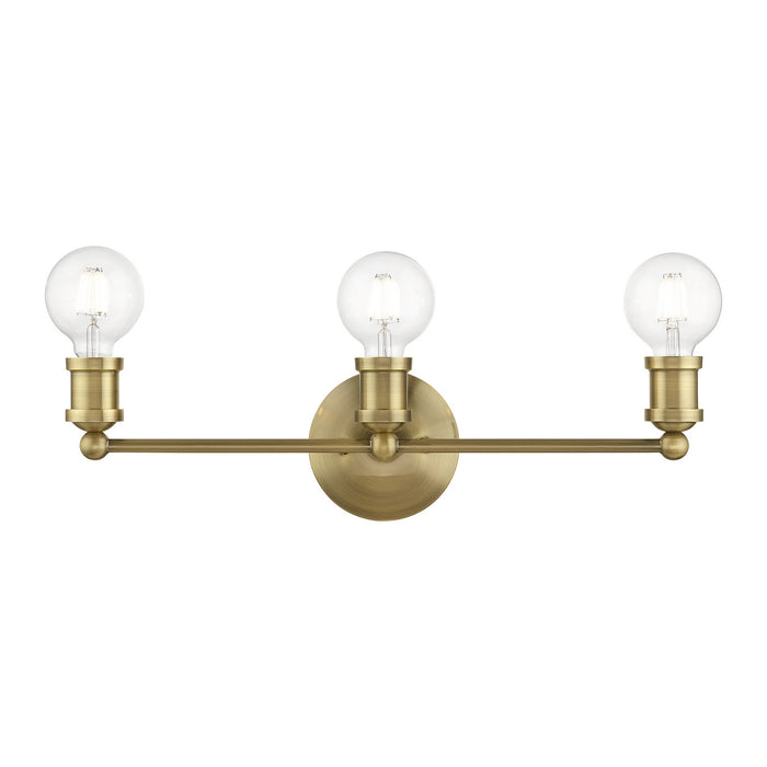 Livex Lighting 14423-01 Three Light Vanity Sconce, Antique Brass