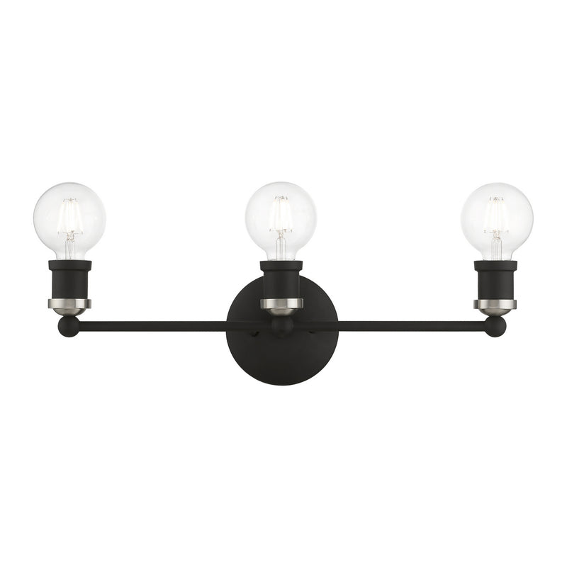 Livex Lighting 14423-04 Three Light Vanity Sconce, Black w/Brushed Nickel