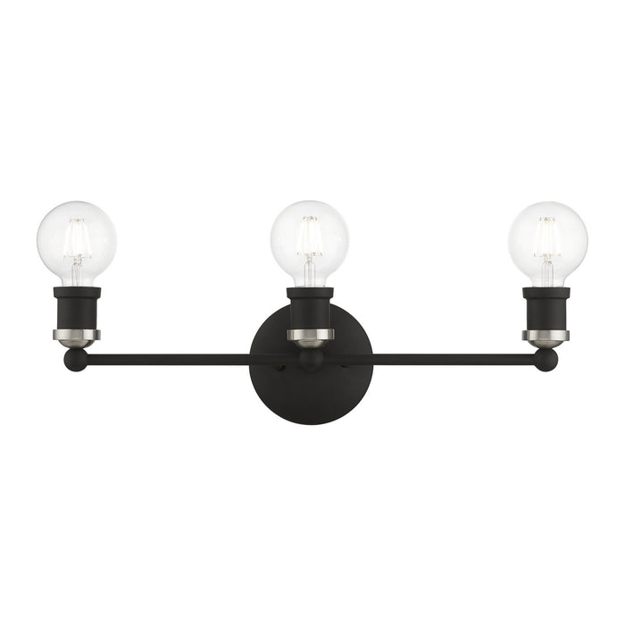 Livex Lighting 14423-04 Three Light Vanity Sconce, Black w/Brushed Nickel