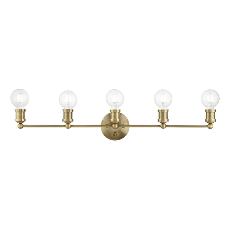 Livex Lighting 14425-01 Five Light Vanity Sconce, Antique Brass