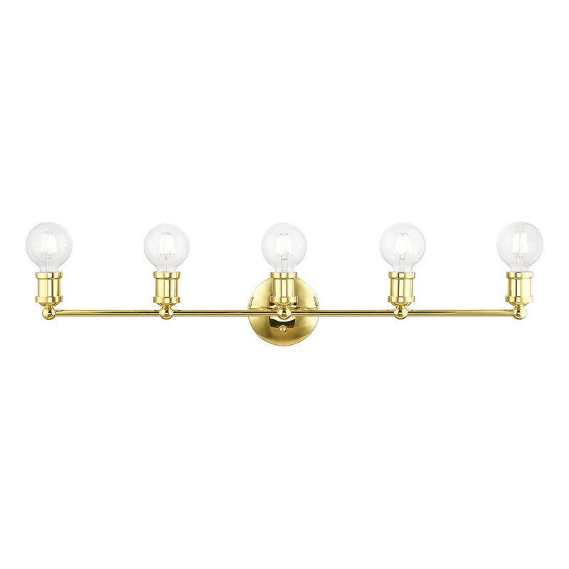 Livex Lighting 14425-02 Five Light Vanity Sconce, Polished Brass