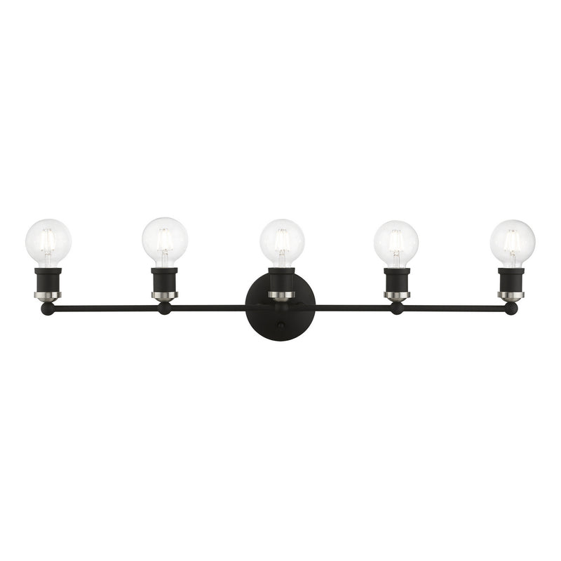 Livex Lighting 14425-04 Five Light Vanity Sconce, Black w/Brushed Nickel