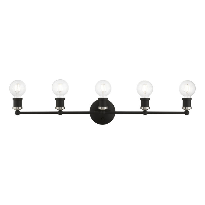 Livex Lighting 14425-04 Five Light Vanity Sconce, Black w/Brushed Nickel