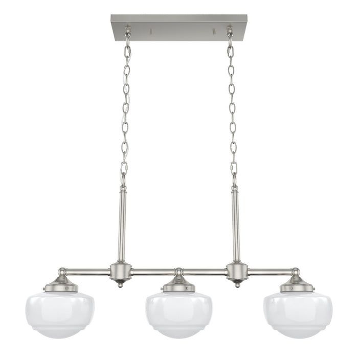 Hunter 19488 Three Light Linear Chandelier, Brushed Nickel