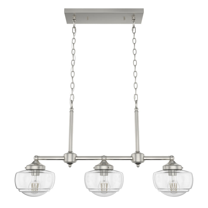 Hunter 19489 Three Light Linear Chandelier, Brushed Nickel