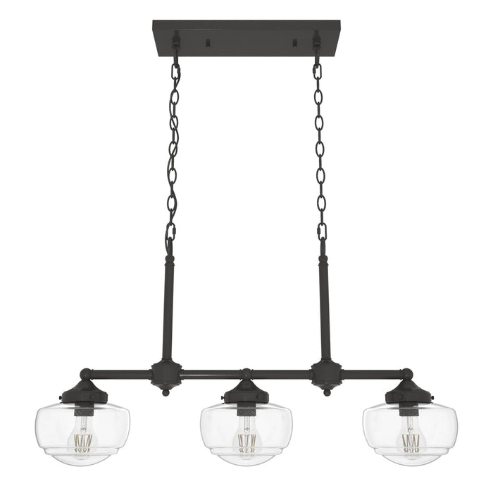 Hunter 19491 Three Light Linear Chandelier, Noble Bronze