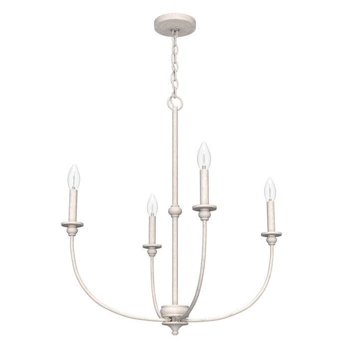 Hunter 19637 Four Light Chandelier, Distressed White