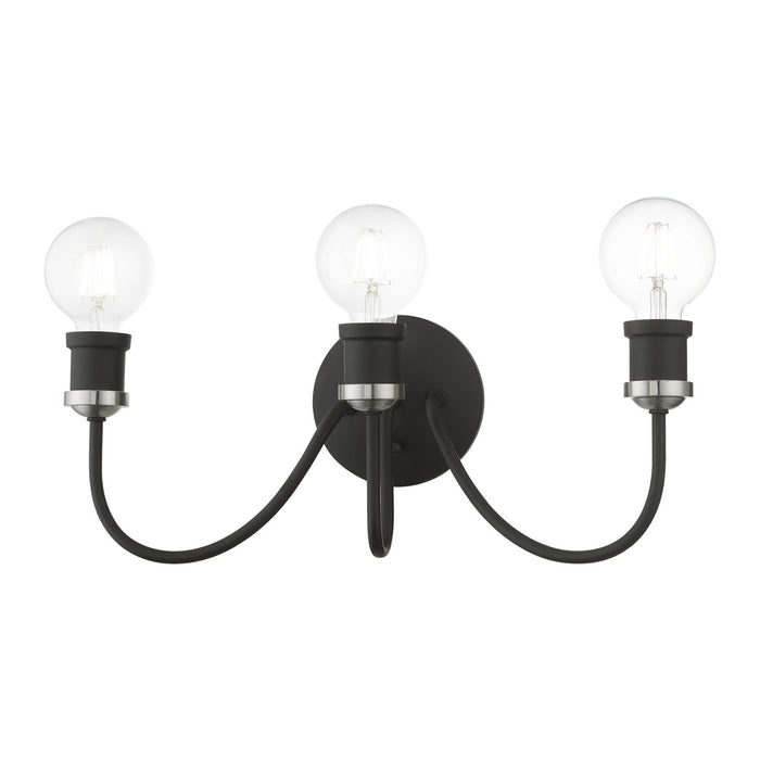 Livex Lighting 16573-04 Three Light Vanity Sconce, Black w/Brushed Nickel