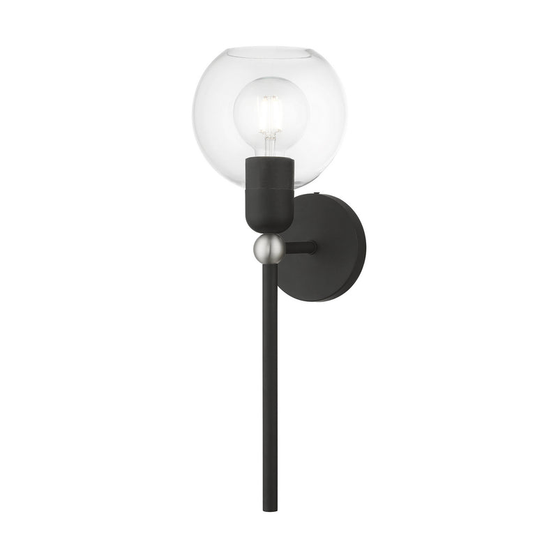 Livex Lighting 16971-04 One Light Wall Sconce, Black w/Brushed Nickel