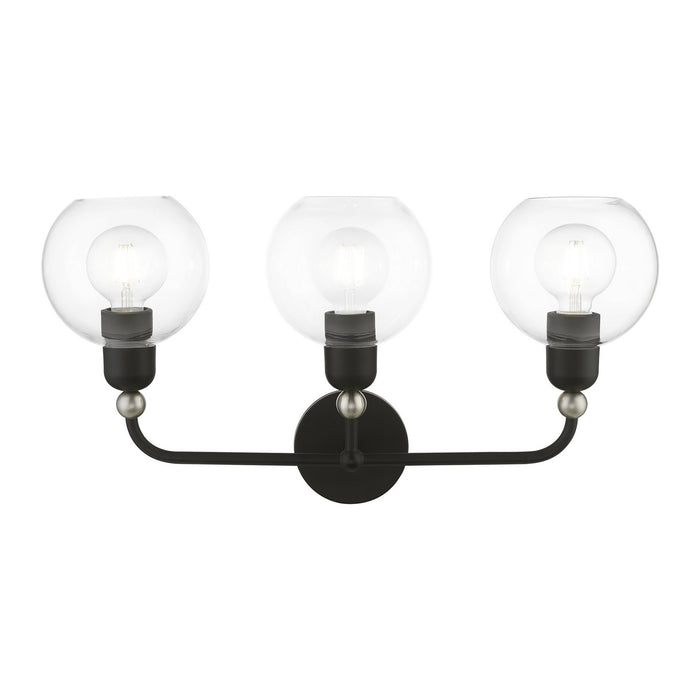 Livex Lighting 16973-04 Three Light Vanity Sconce, Black w/Brushed Nickel