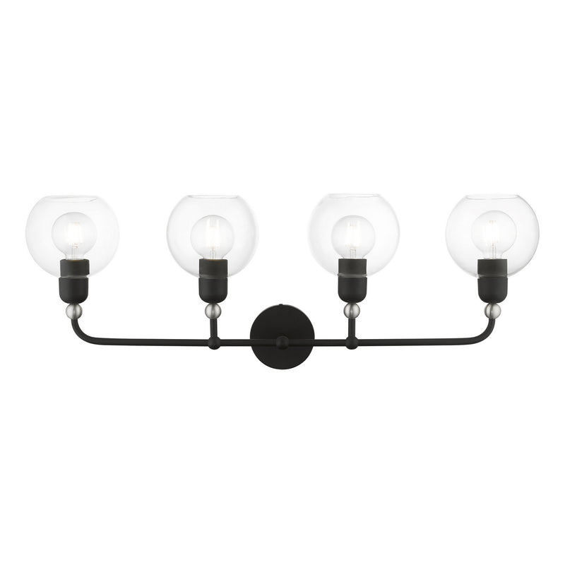 Livex Lighting 16975-04 Four Light Vanity Sconce, Black w/Brushed Nickel