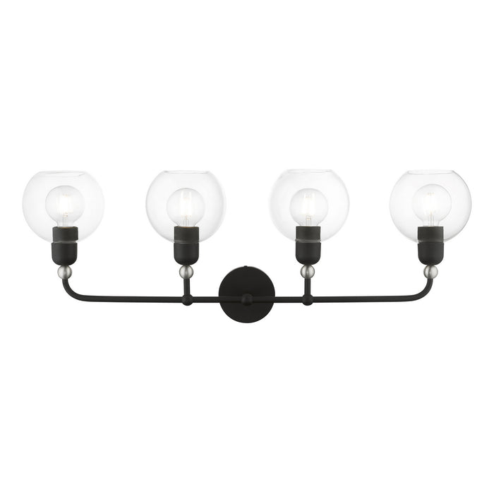 Livex Lighting 16975-04 Four Light Vanity Sconce, Black w/Brushed Nickel