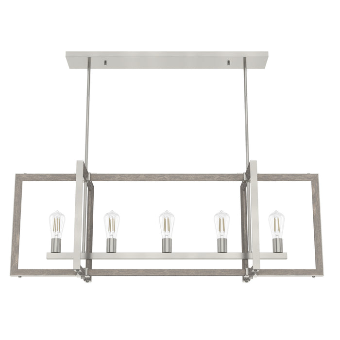 Hunter 19811 Five Light Linear Chandelier, Brushed Nickel