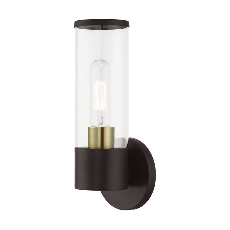 Livex Lighting 17281-07 One Light Wall Sconce, Bronze w/Antique Brass