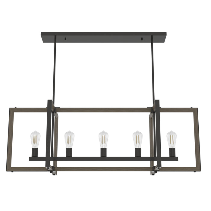 Hunter 19812 Five Light Linear Chandelier, Noble Bronze