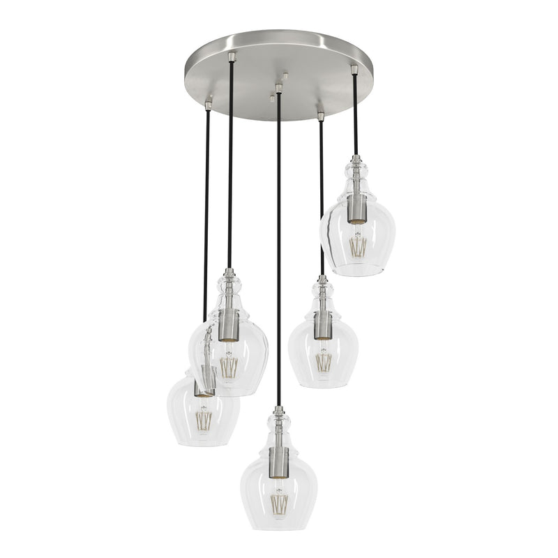 Hunter 19899 Five Light Pendant, Brushed Nickel