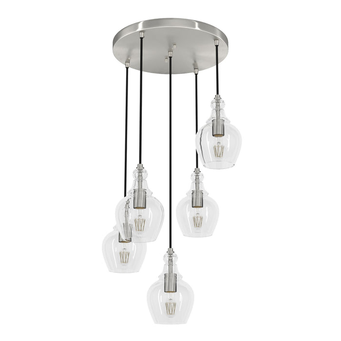 Hunter 19899 Five Light Pendant, Brushed Nickel
