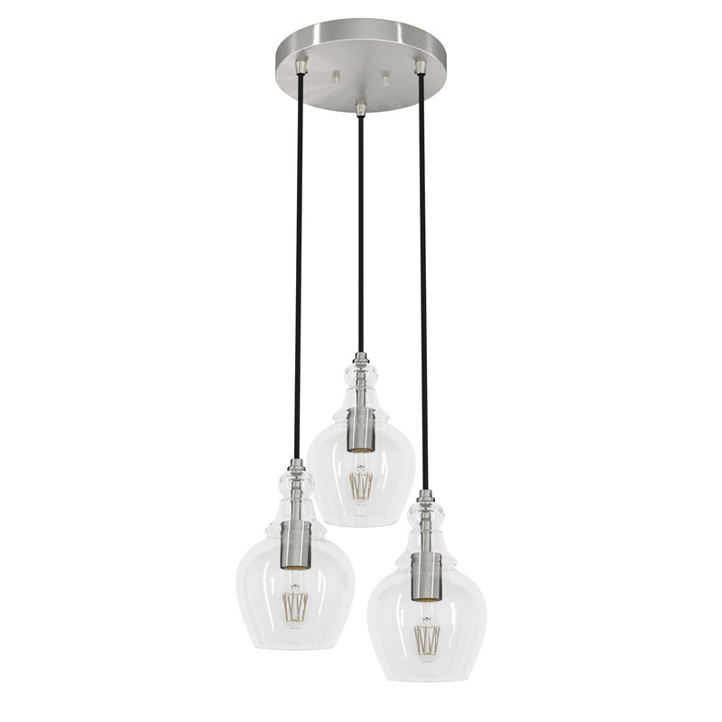 Hunter 19992 Three Light Pendant, Brushed Nickel