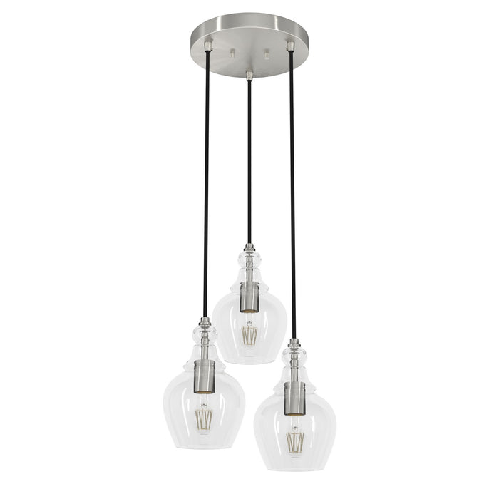 Hunter 19992 Three Light Pendant, Brushed Nickel