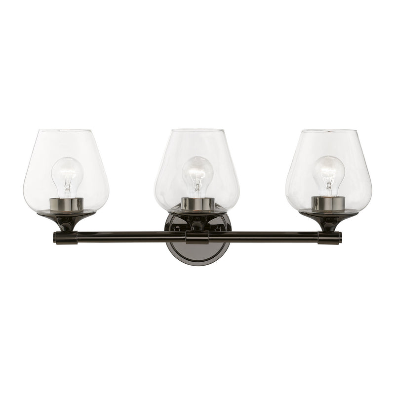 Livex Lighting 17473-46 Three Light Vanity Sconce, Black Chrome